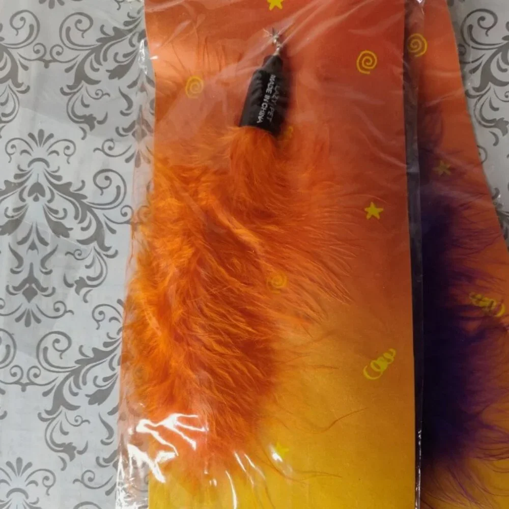 Lot of 3 Lazy Pet Interactive Tail Tease Cat Toy Orange, Purple, & Yellow C16